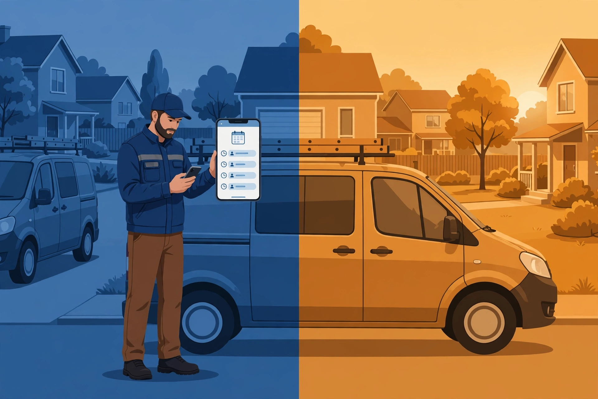 Contractor comparing Jobber and Housecall Pro software pricing on a smartphone